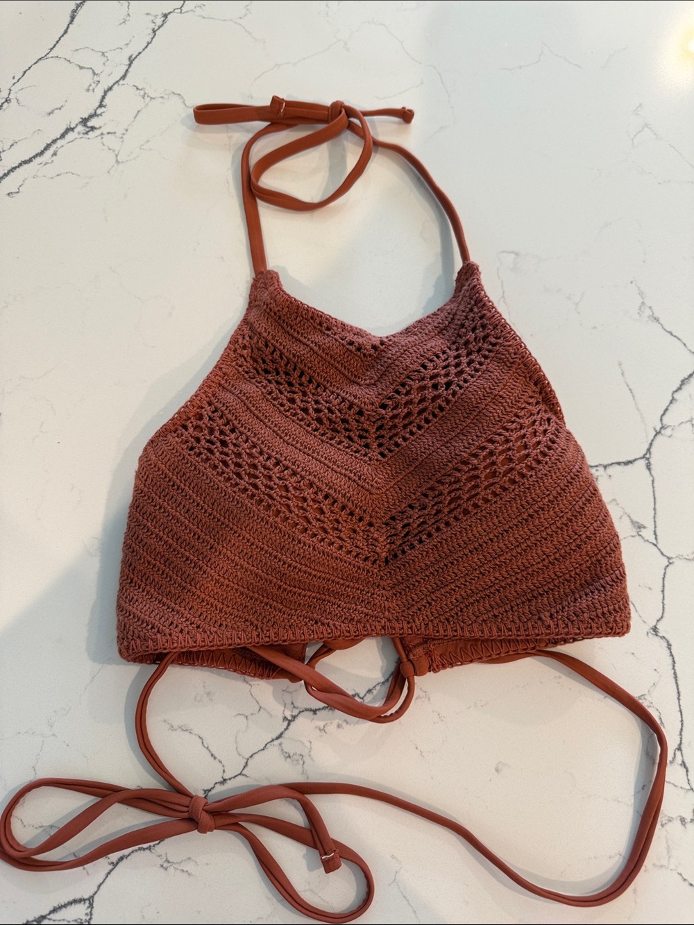 Xhilaration Crochet Halter Swim Top in Rust